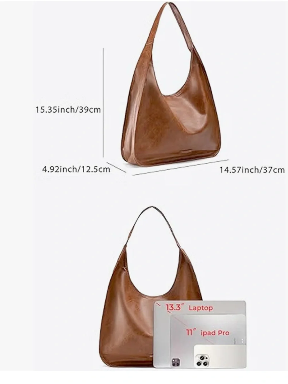 Newbella Brown Hobo Shoulder Bag – Classic PU Leather Tote